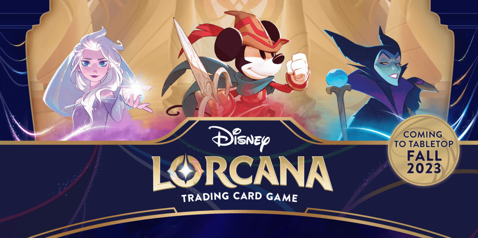 Lorcana Promotional Banner with Disney Characters.