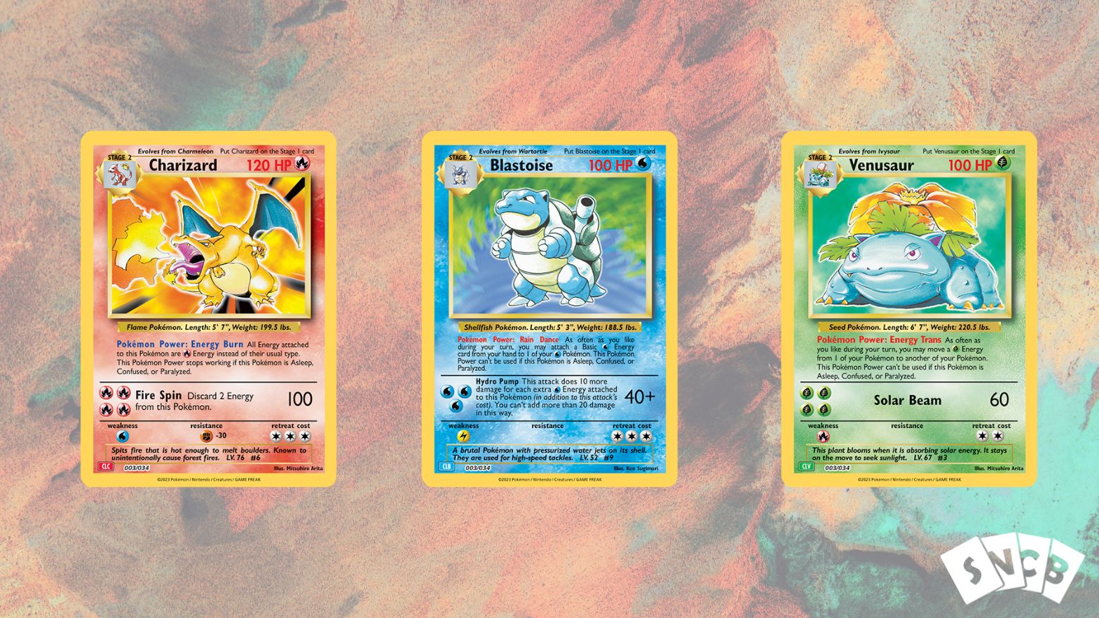 Pokémon TCG Classic Starter Final Evo Cards Abstract Background