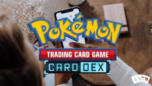 Pokemon TCG Card Dex App Logo Person On Phone In Background