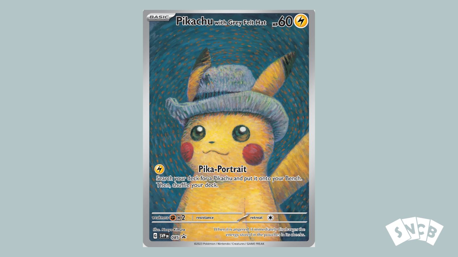 Pikachu Grey Felt Hat Van Gogh Card