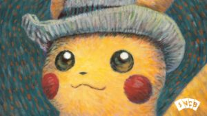 Pikachu Van Gogh Painting Card Close-Up