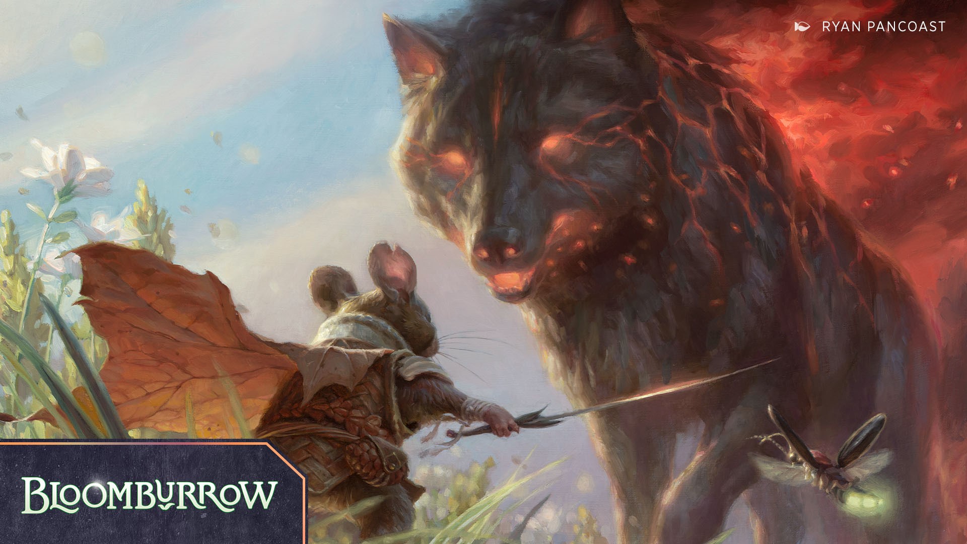 Bloomburrow Mouse Fighting Wolf Magic The Gathering Official Artwork